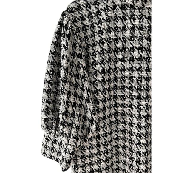 Ann Taylor Women’s Black White Houndstooth Pullover Top 3/4 Sleeve Mock Neck M - Picture 3 of 11